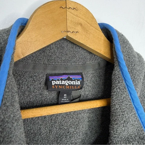 PATAGONIA Synchilla Karstens Gray and Blue Men’s Fleece Vest - Picture 3 of 5